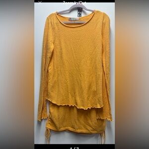 Free People FP beach Cabo sweater knit lettuce hem top and skirt set. Size XL